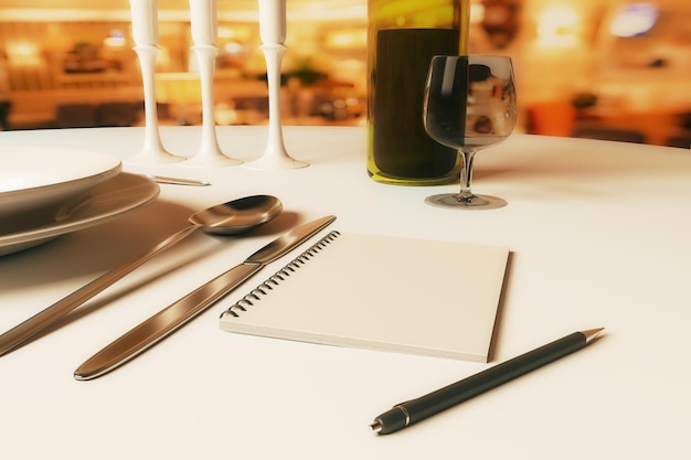 Stolik z kartką i długopisem do notatek